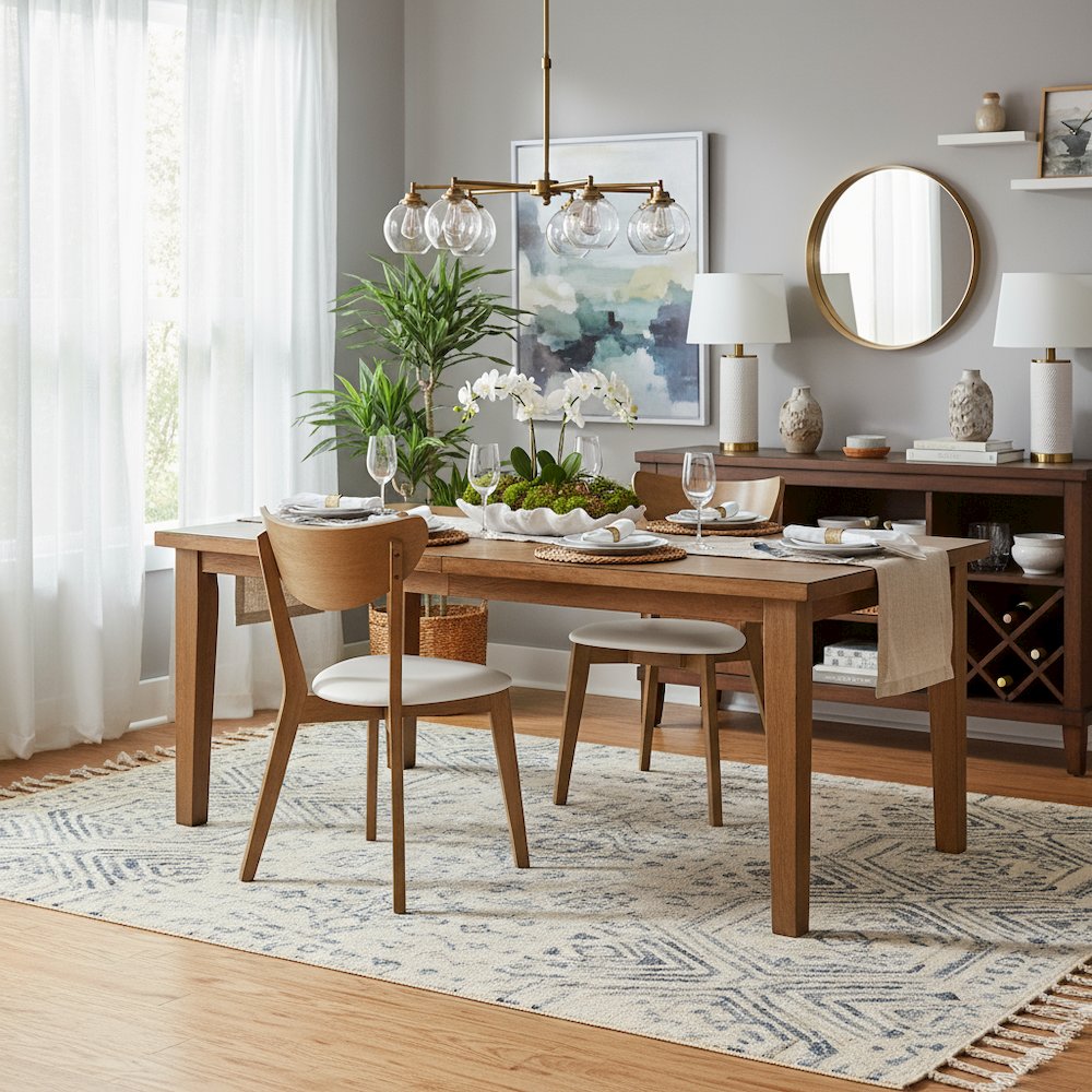 Chestnut Dining Chairs Set of 2, Mid Century Modern Dining Chairs, Upholstered. Picture 2