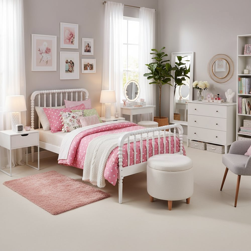 White Twin Bed Frame with Headboard - Classic Solid Wood Bed Frame. Picture 3