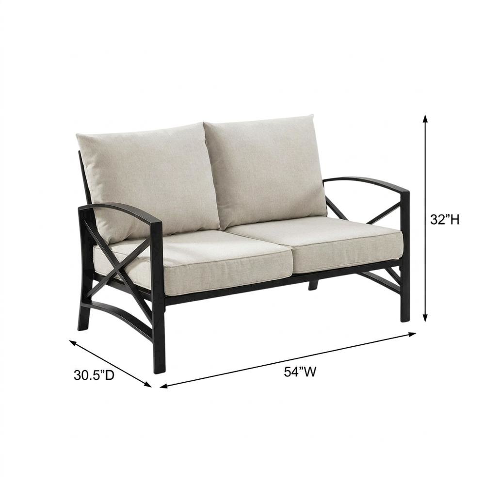 3-Piece Outdoor Patio Furniture Set with Loveseat and 2 Chairs in Bronze Finish. Picture 9