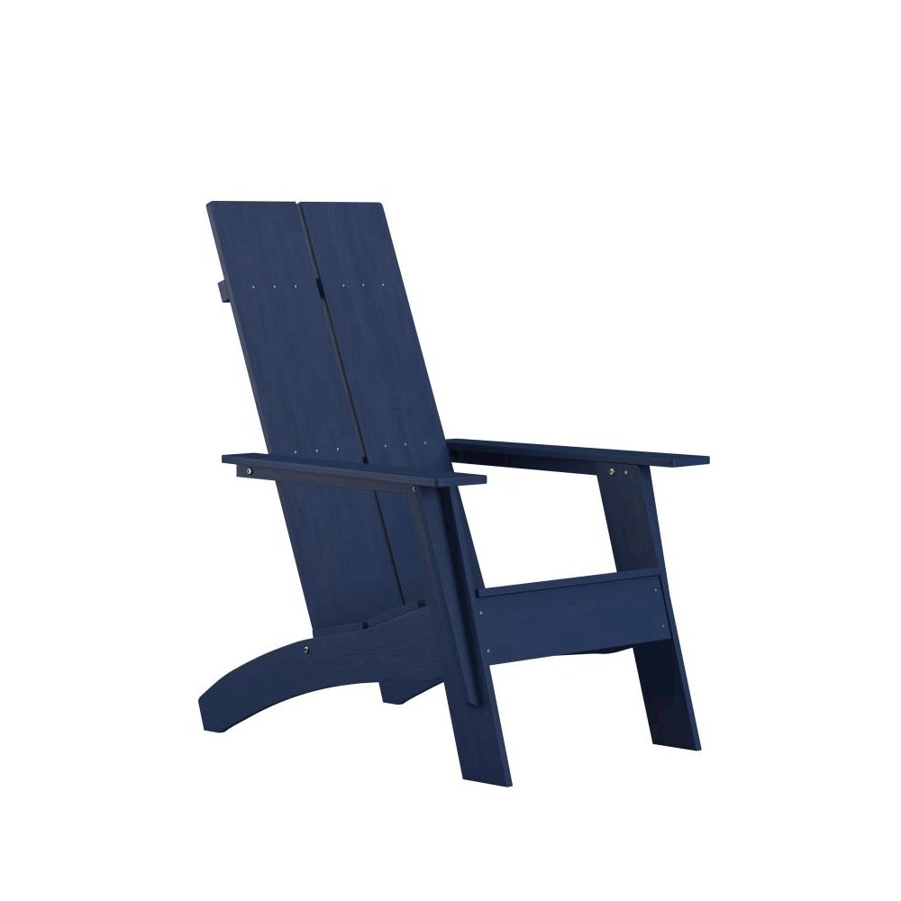Modern All-Weather Poly Resin Wood Adirondack Chair in Navy. Picture 1