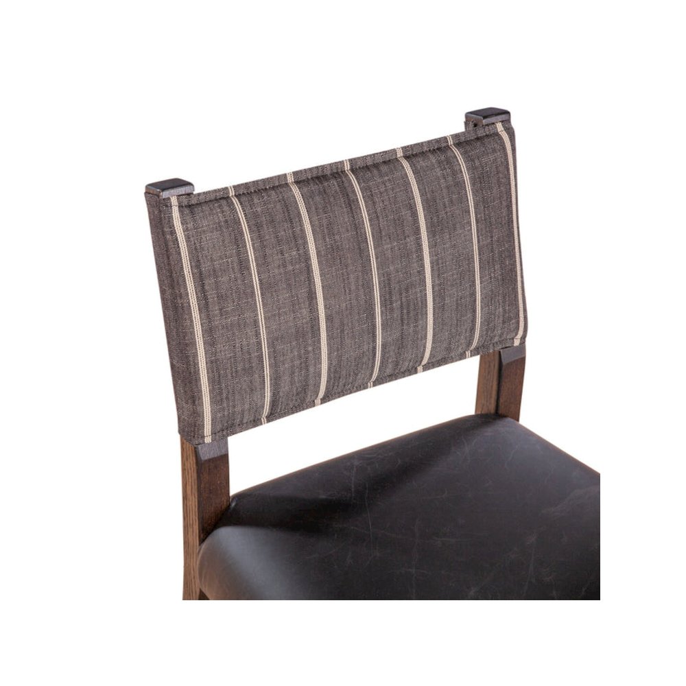 Lila Dining Chair in Black Leather and Linen. Picture 5