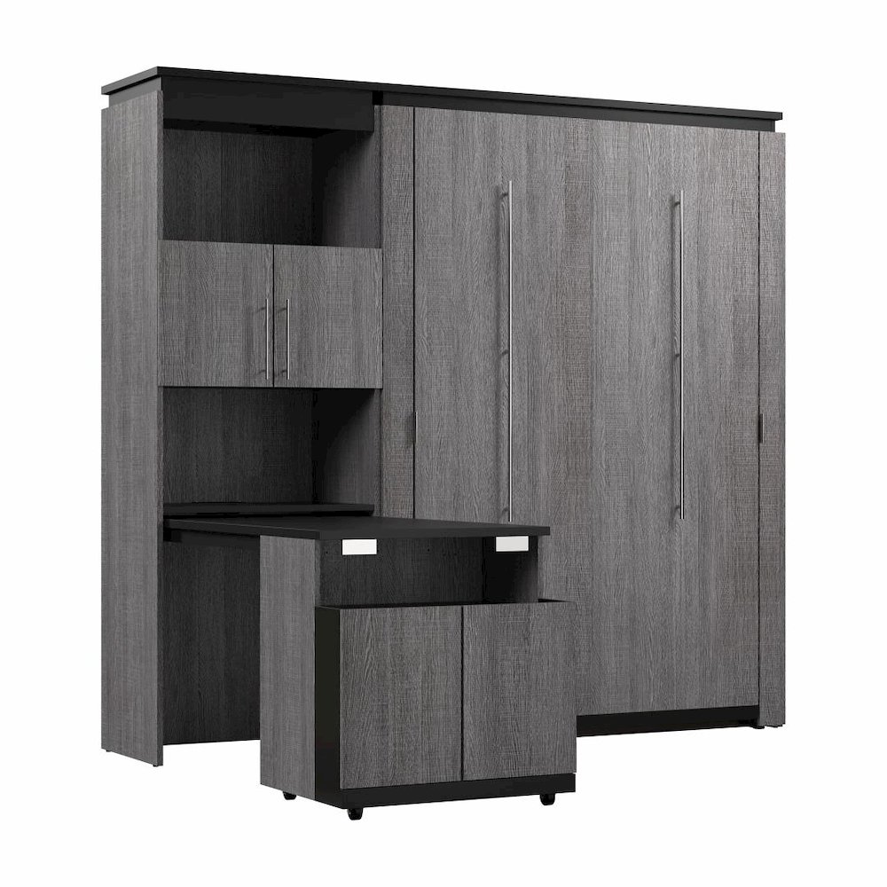 Orion Full Murphy Bed with Storage Cabinet and Fold-Out Desk (91W). Picture 1