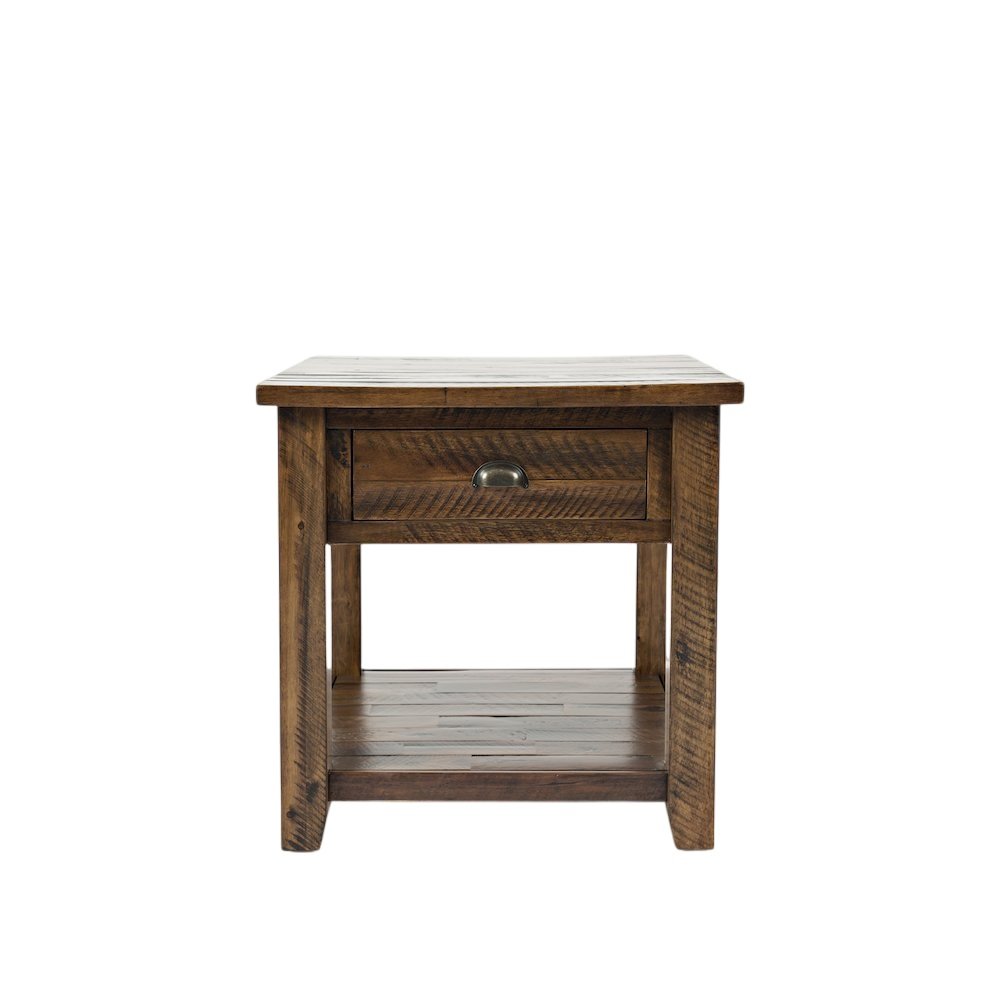 Artisan's Craft Rustic Farmhouse Distressed Solid Wood End Table. Picture 1
