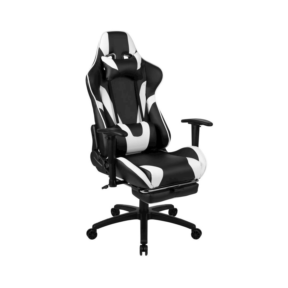 X30 Gaming Chair Racing Office Ergonomic Computer Chair with Fully Reclining Back and Slide-Out Footrest in Black LeatherSoft. Picture 1