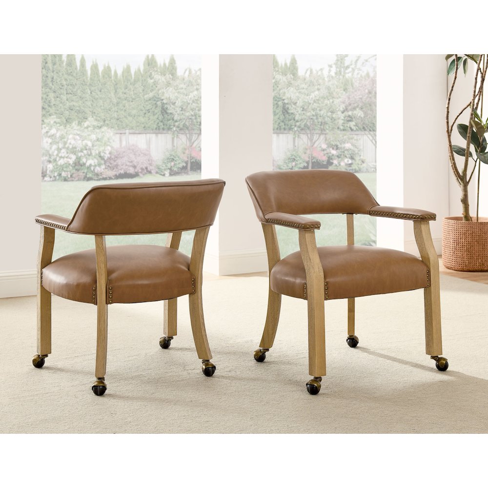 Rylie Castered Captain's Chair, Camel Vegan Leather. Picture 8