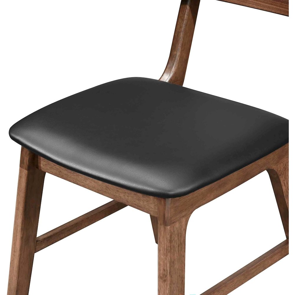 Thea Wood Back Side Chair with Black Seat (Set of 2), Walnut. Picture 7