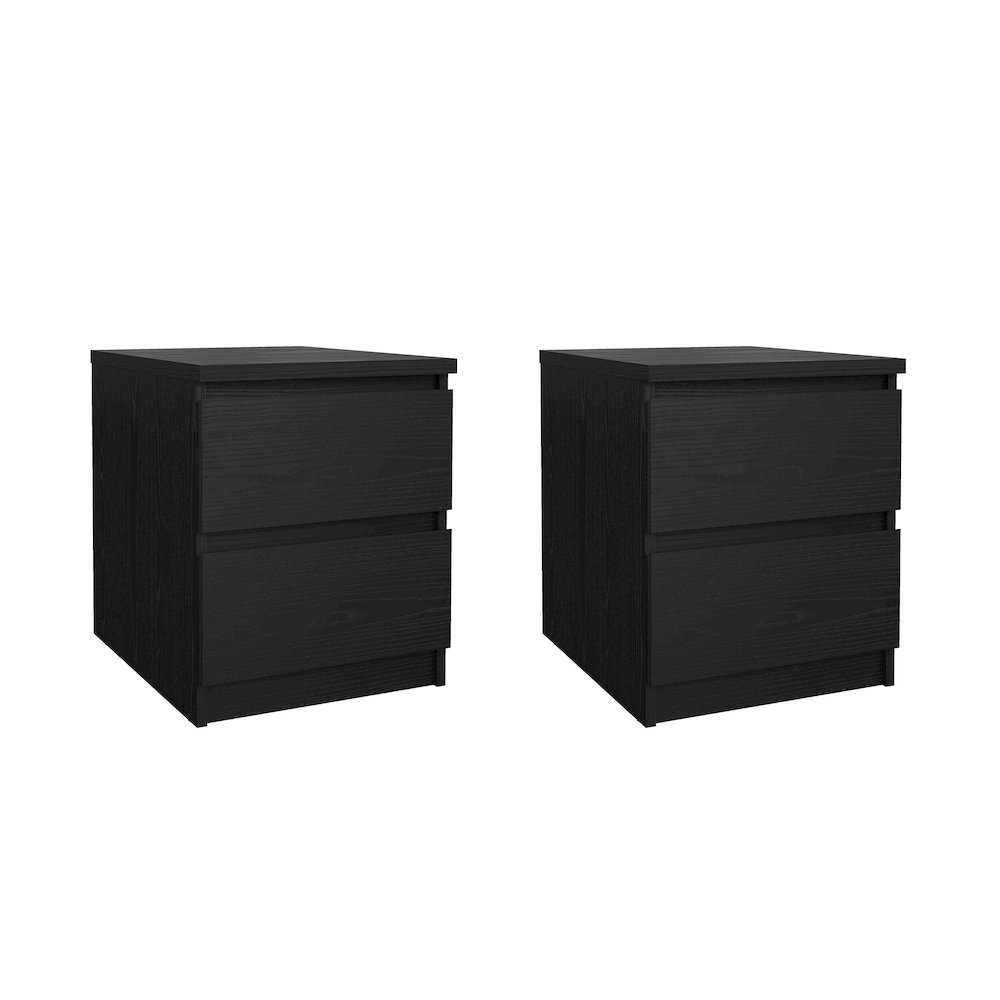 Scottsdale 2 Drawer Nightstand - Set of 2, Black Woodgrain. Picture 1