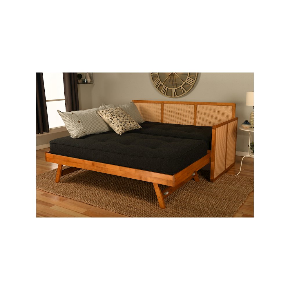 Abaco Daybed-Pop Up-Honey Finish-Canton Black Mattresses. Picture 3
