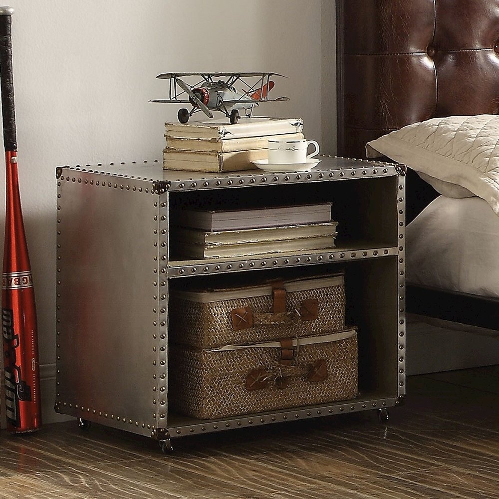 Brancaster Nightstand w/USB Port Aluminum. Picture 3
