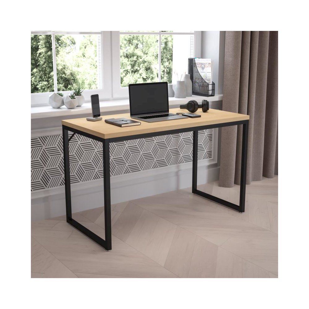 Tiverton Industrial Modern Desk - Commercial Grade Office Computer Desk and Home Office Desk - 47" Long (Maple/Black). Picture 2