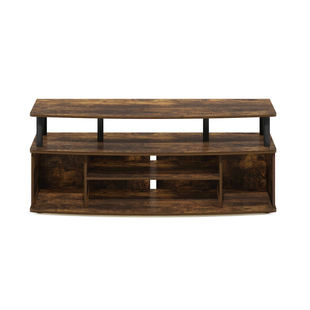 Furinno JAYA Large Entertainment Center Hold up to 55-IN TV, Amber Pine/Black. Picture 1