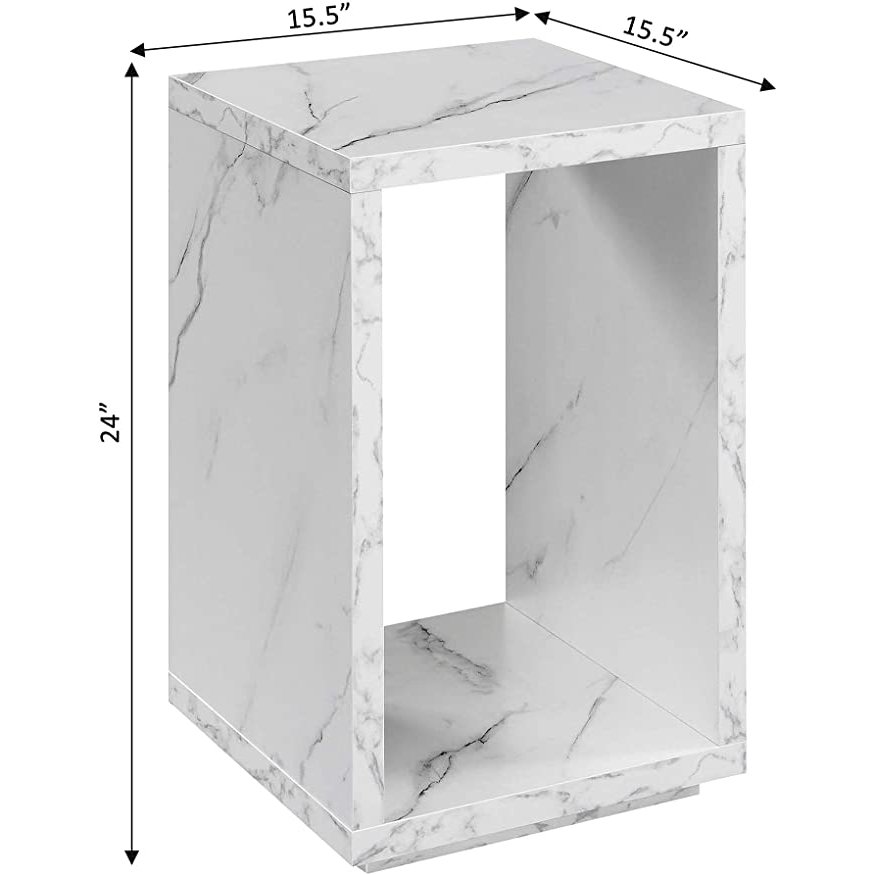 Northfield Admiral End Table with Shelf, White Faux Marble. Picture 4