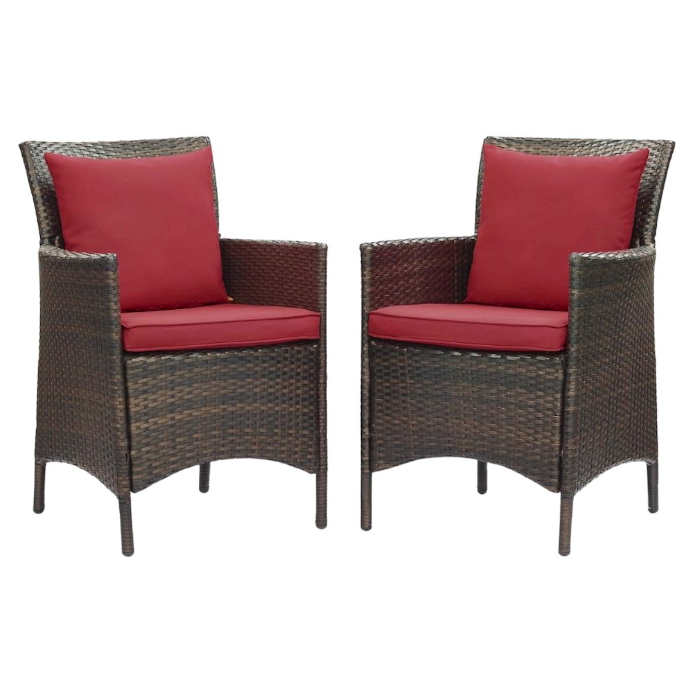 Outdoor Patio Wicker Rattan Dining Armchair Set Of 2 With Armrests. Picture 1