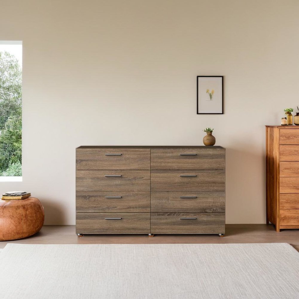 Elegant 8 Drawer Dresser in Truffle Oak for Modern Bedroom Storage Solutions. Picture 3