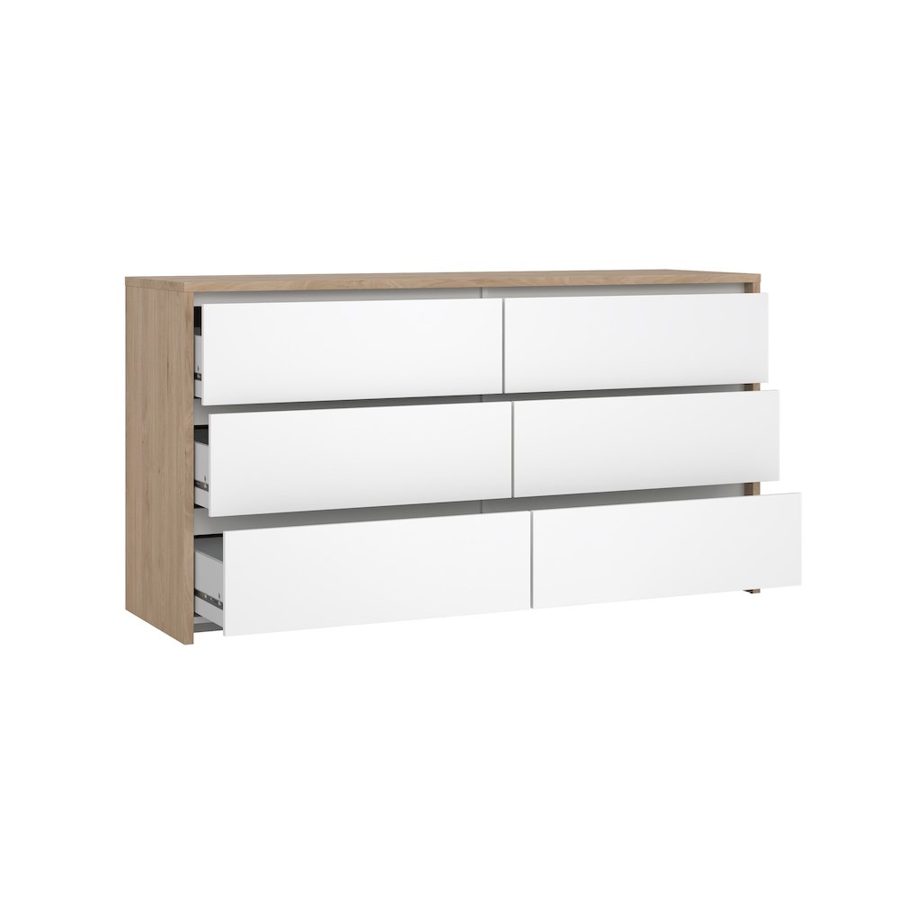 Next 6 Drawer Double Dresser, Jackson Hickory/White High Gloss. Picture 4
