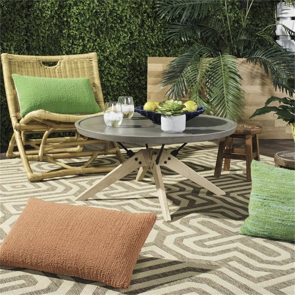 Bryson Indoor/Outdoor Modern Concrete Round 14.57-Inch H Coffee Table. Picture 7