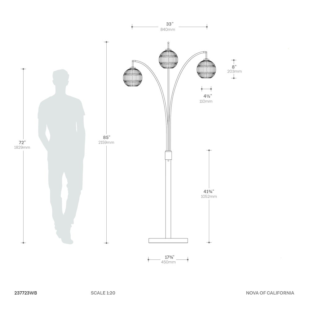 Moraga 3 Light Arc Floor Lamp. Picture 12