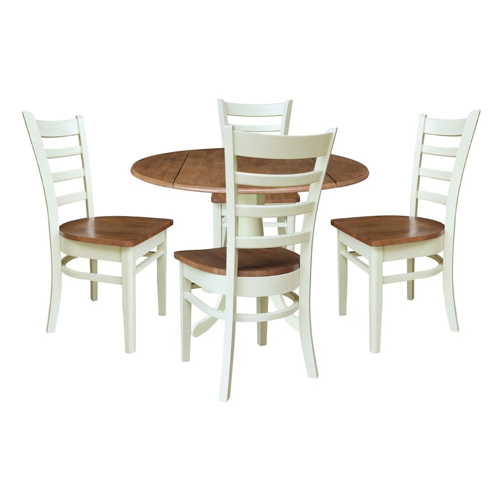 42" Dual Drop Leaf Table With 4 Emily Side Chairs. Picture 1