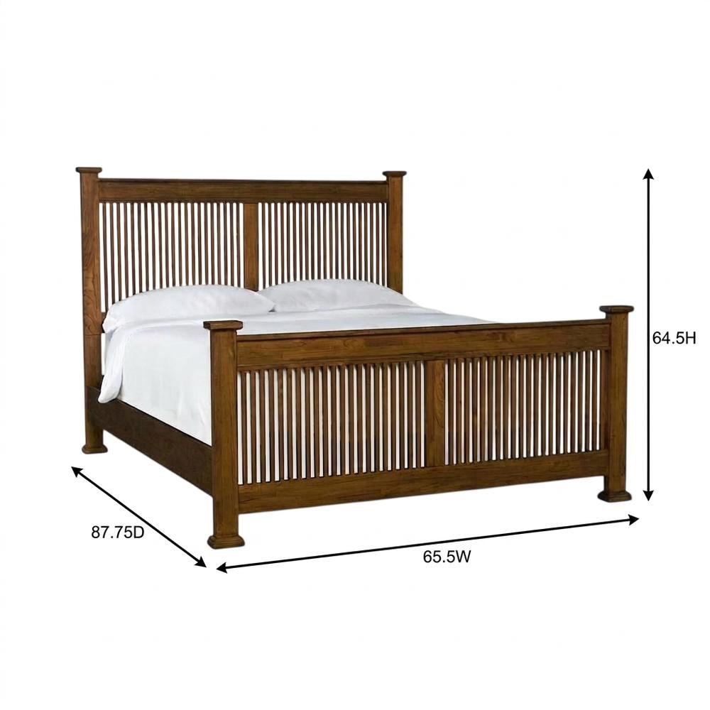 Mission-Style Queen Slat Bed in Harvest Finish with Mindi Wood. Picture 7