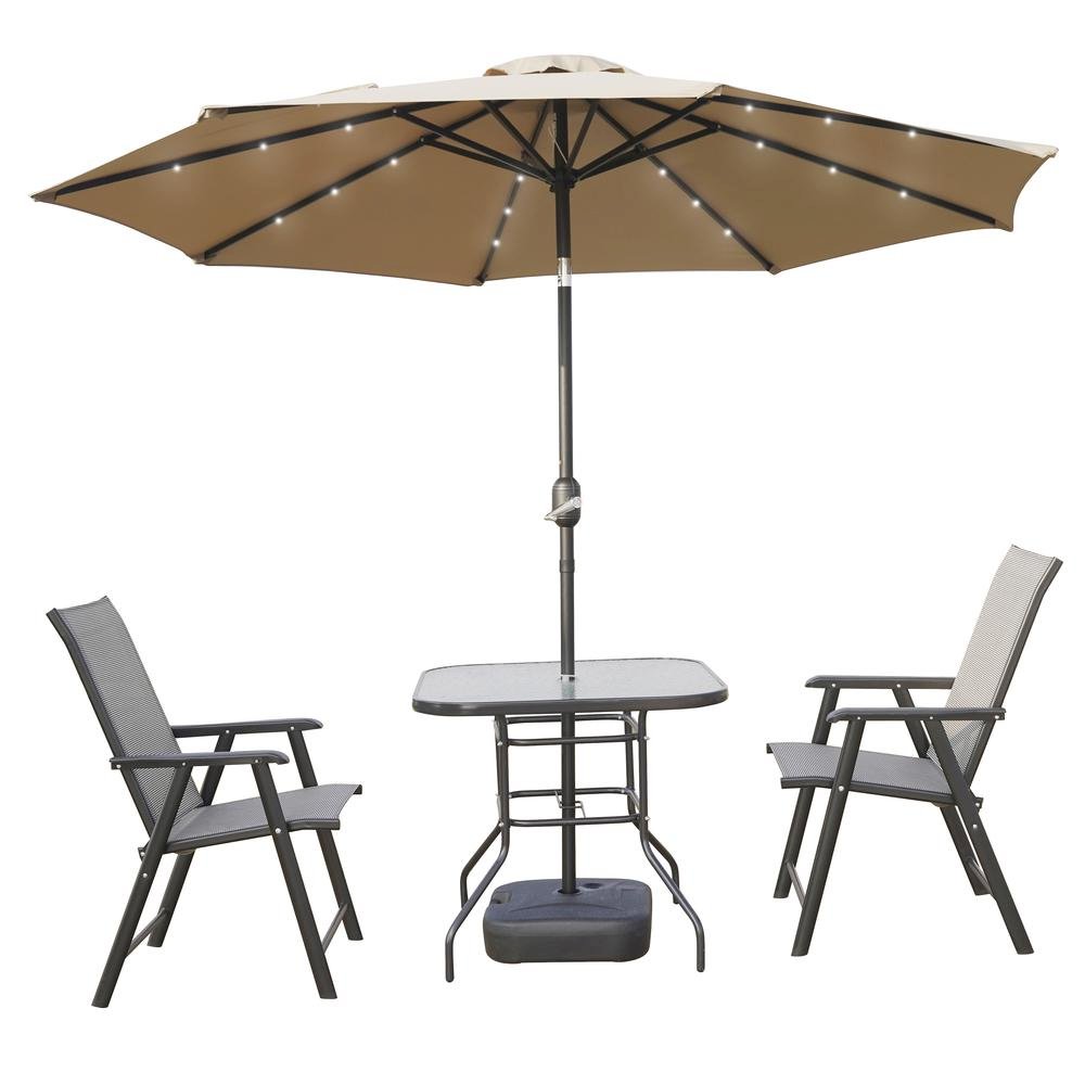 Sierra 9' Outdoor Patio Tilt Market Umbrella with Solar LED Lights. Picture 7