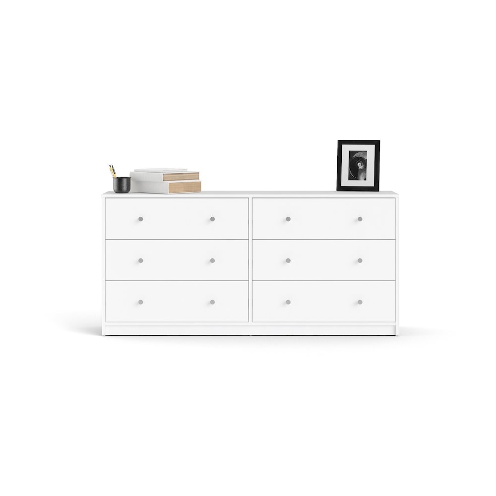 Portland 6 Drawer Double Dresser, White. Picture 8