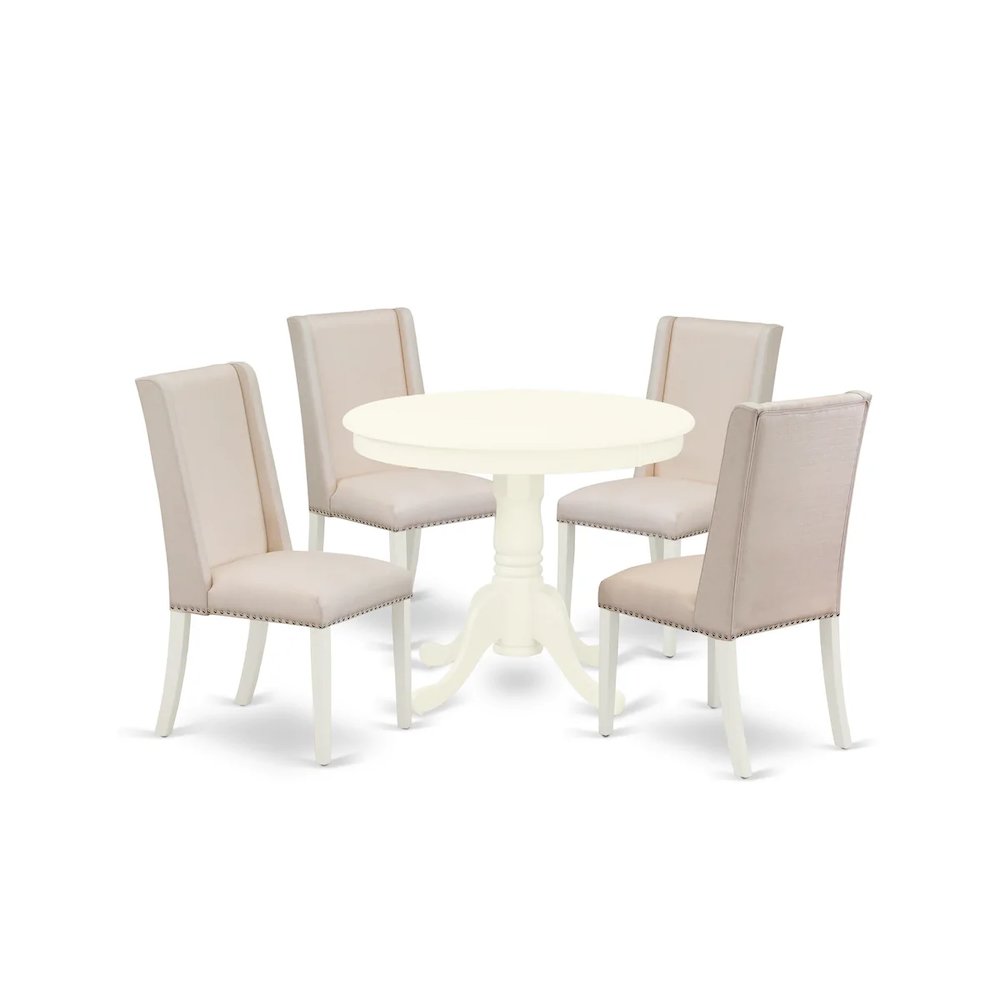 Dining Room Set Linen White, ANFL5-LWH-01. Picture 1