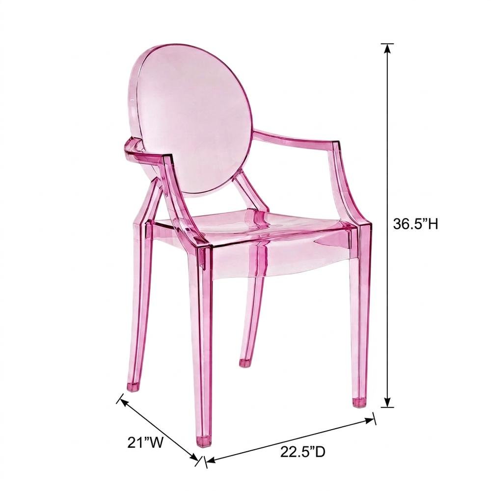 Acrylic Stackable Dining Armchair, Contoured Back, Pink. Picture 5