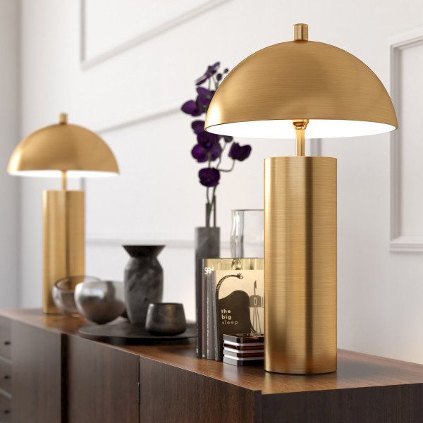 York 27" Tall Table Lamp with Metal Shade in Brass/Brass. Picture 9