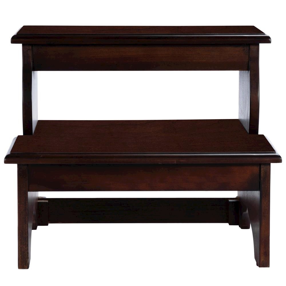 Dark Brown Wooden Step Stool for Adults and Kids with Durable Design. Picture 3