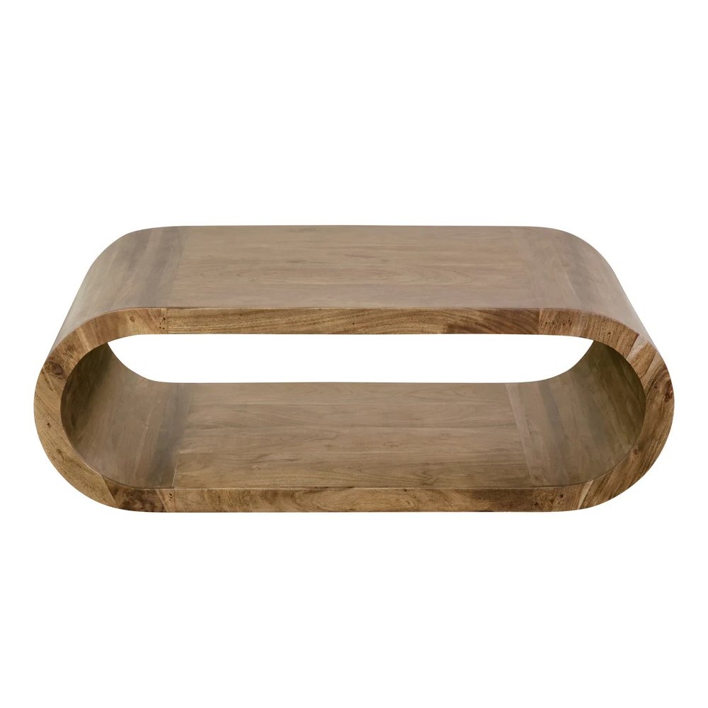 Porter Designs Ellipse Solid Acacia Wood Coffee Table, Brown. Picture 2