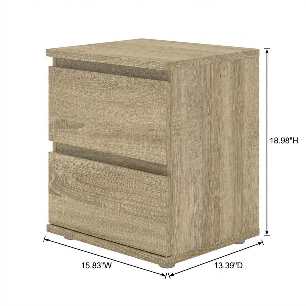 Brown 2-Drawer Nightstand - Short Low Nightstand for Closet with Ample Storage. Picture 7