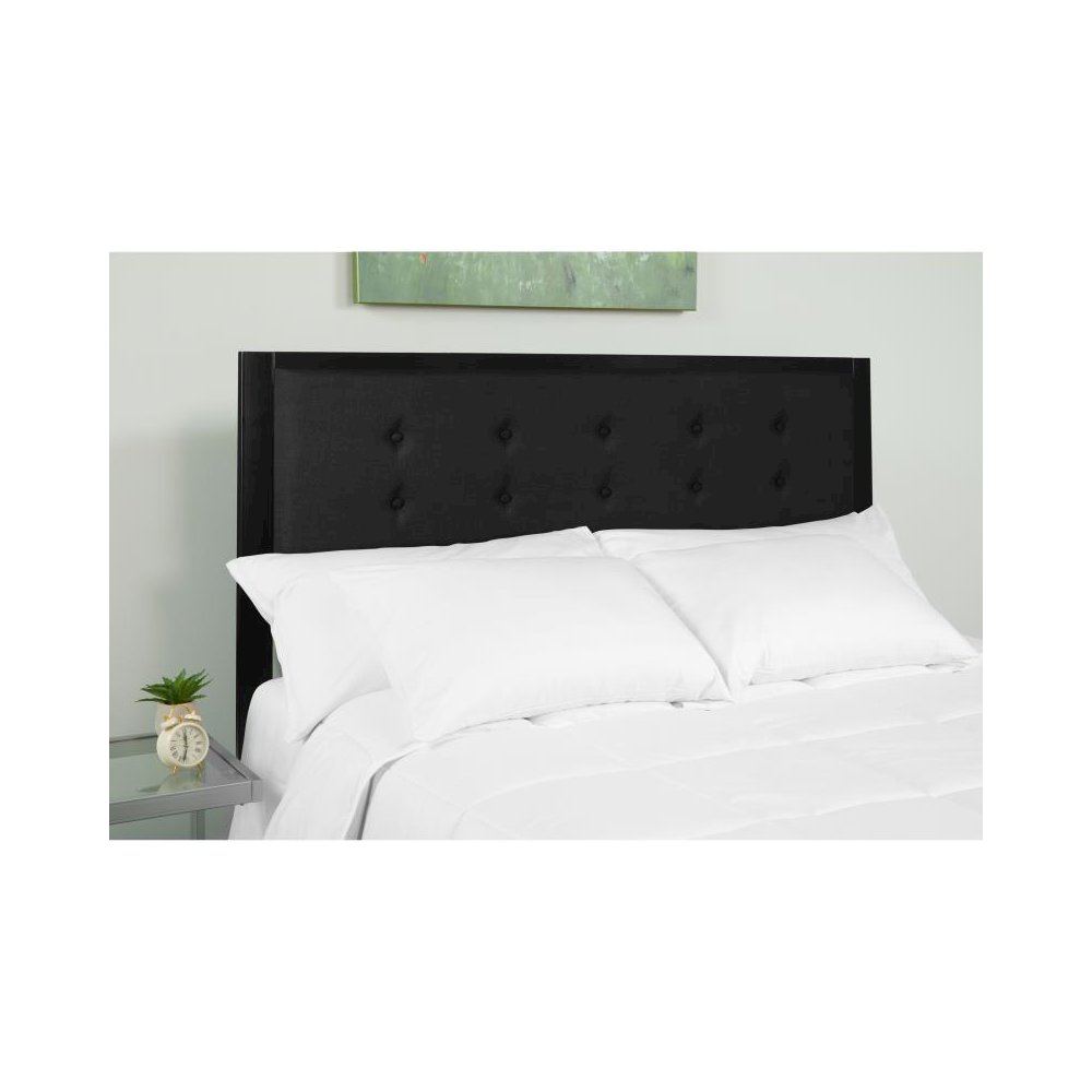 Metal Tufted Upholstered King Size Headboard in Black Fabric. Picture 2