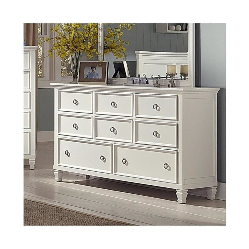 Furniture Tamarack Solid Wood 8-Drawer Dresser in White. Picture 2