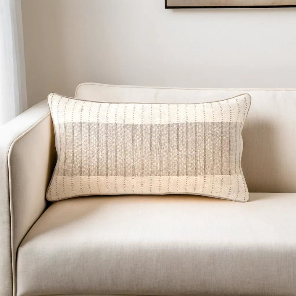 Kamia 14"x 26" Throw Pillow in Beige. Picture 3