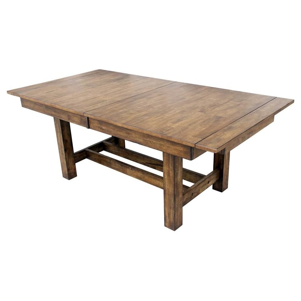 Mariposa 78" - 132" Trestle Table with (3) 18" Butterfly Leaves, Rustic Whiskey. Picture 1