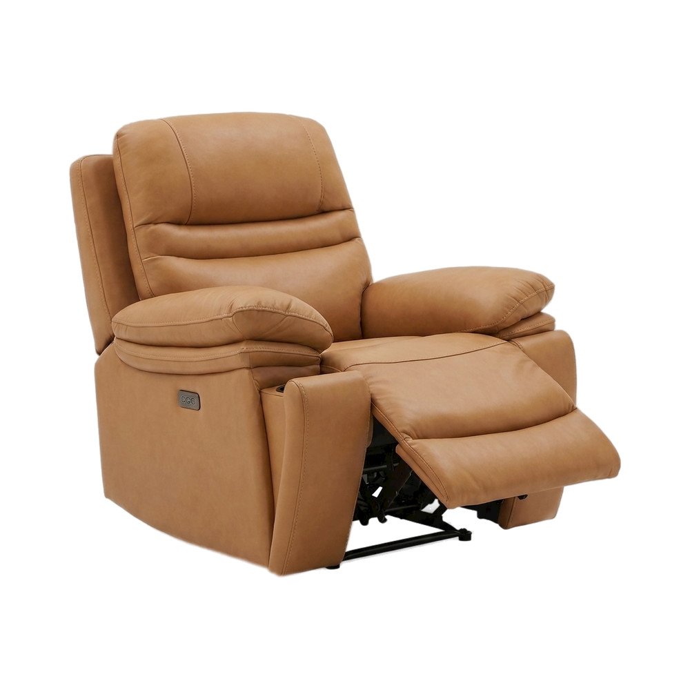 Leather Power Recliner Chair, Top Grain Upholstery, USB & USB-C, 360 lb Support. Picture 2