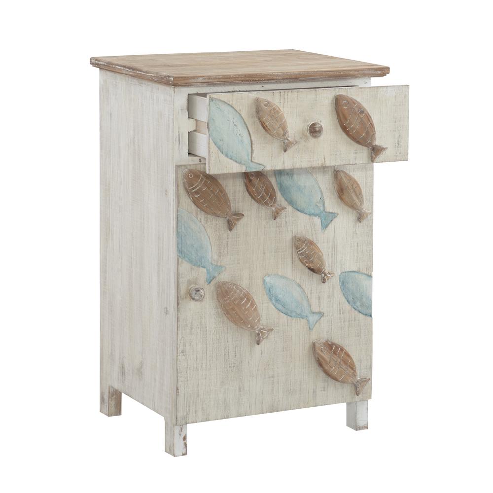Caspian Fish Storage Side End Table, White. Picture 5