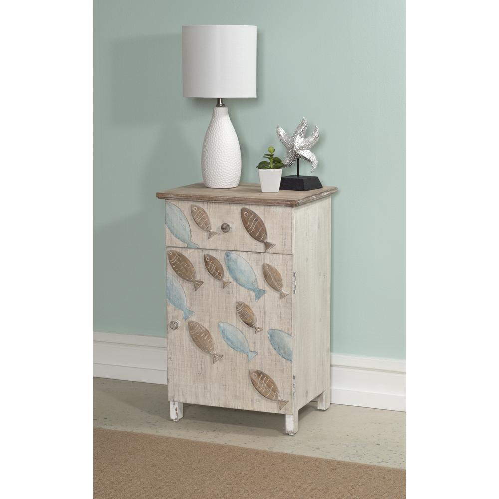 Caspian Fish Storage Side End Table, White. Picture 10
