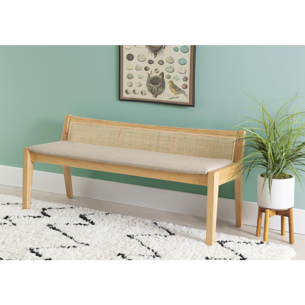 Nassau Rattan Cane Bench with Back, Beige. Picture 7