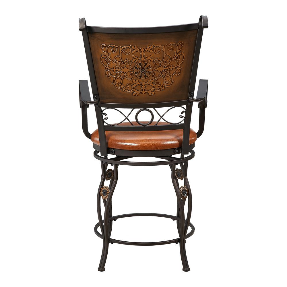 Big & Tall Copper Stamped Back Counter Stool with Arms. Picture 1
