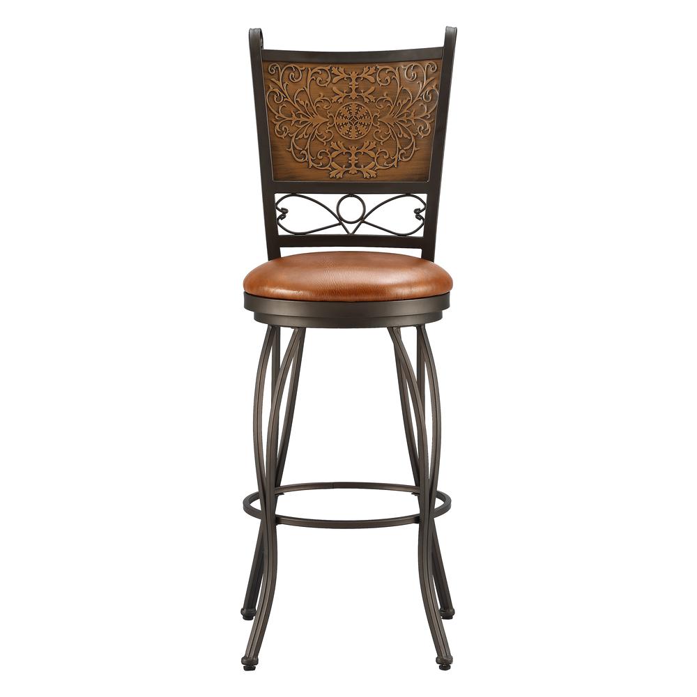 Bronze with Muted Copper Stamped Back Bar Stool, 28" Seat Height. Picture 3