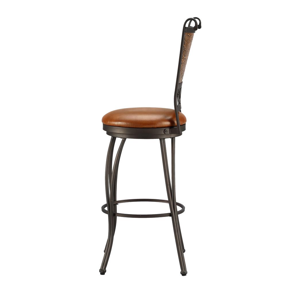Bronze with Muted Copper Stamped Back Bar Stool, 28" Seat Height. Picture 5