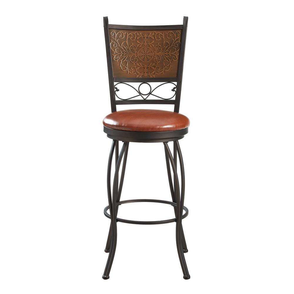 Bronze with Muted Copper Stamped Back Bar Stool, 28" Seat Height. Picture 7