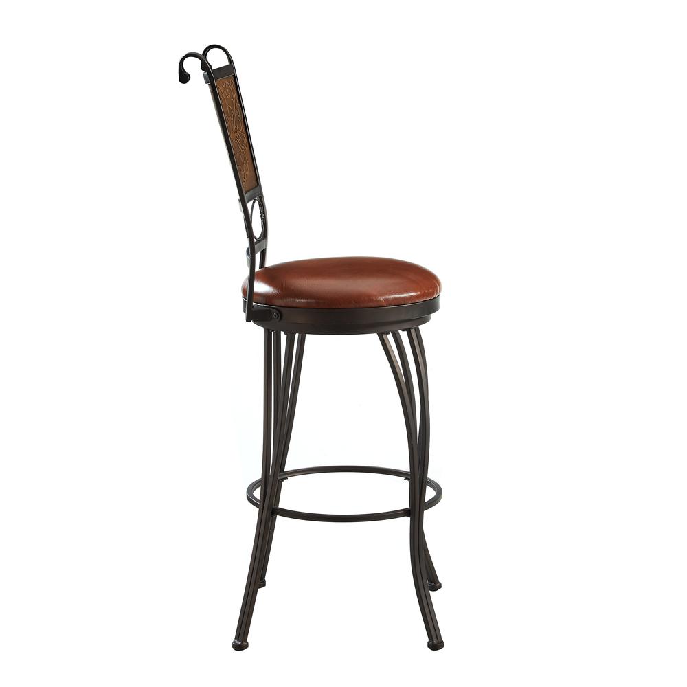Bronze with Muted Copper Stamped Back Bar Stool, 28" Seat Height. Picture 8