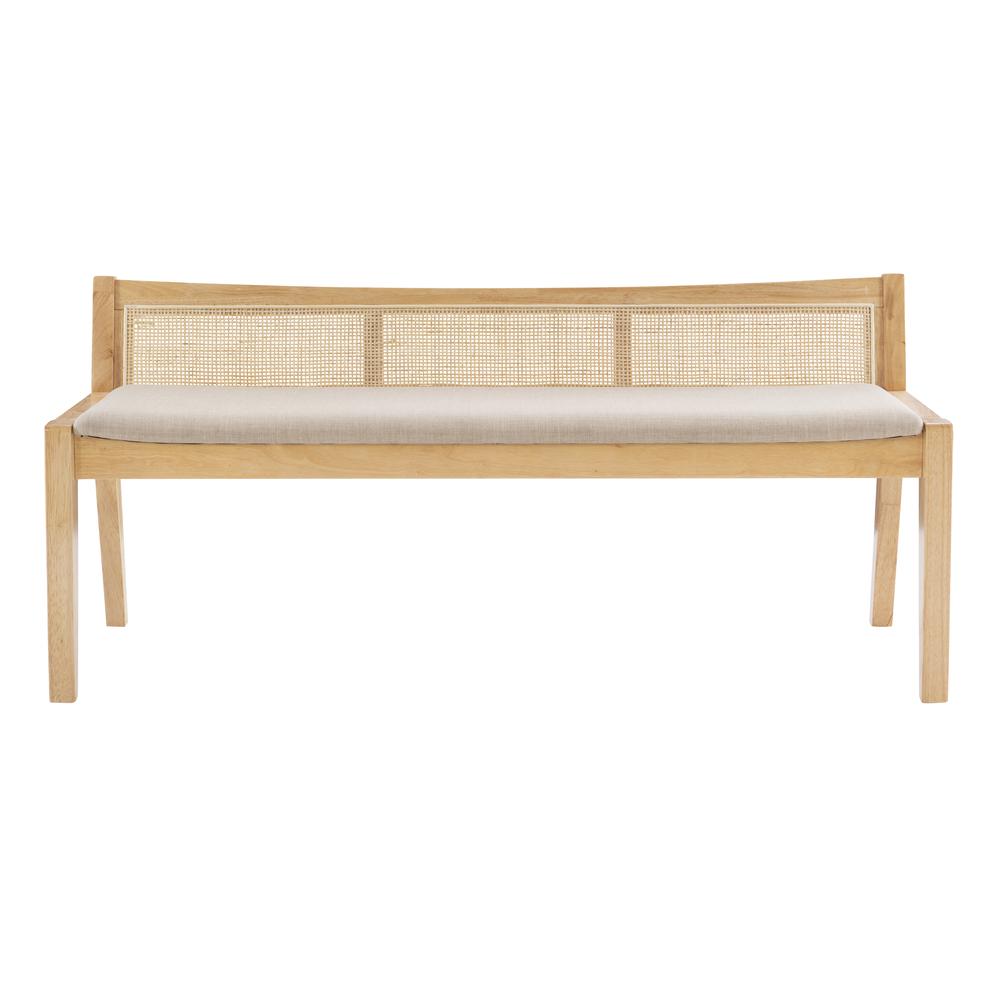 Nassau Rattan Cane Bench with Back, Beige. Picture 1