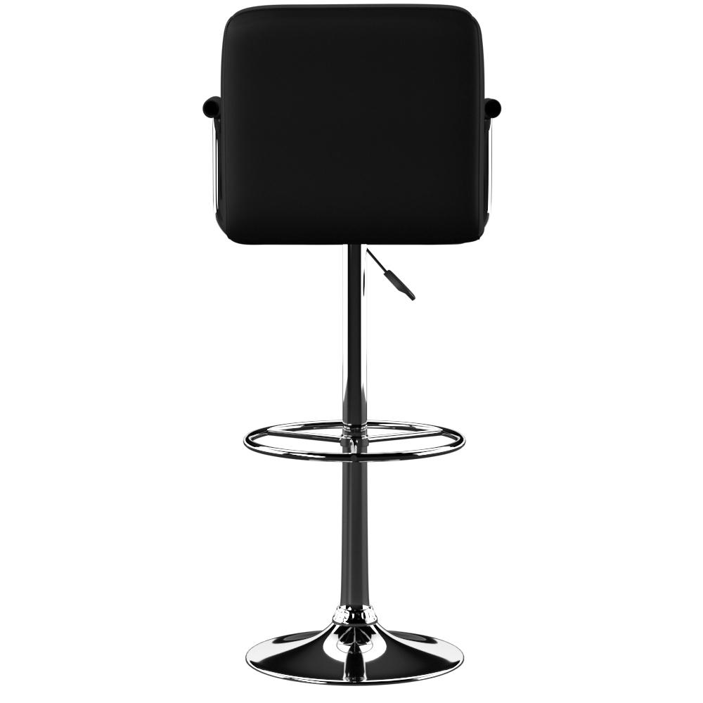 Black and Chrome Quilted Barstool. Picture 1