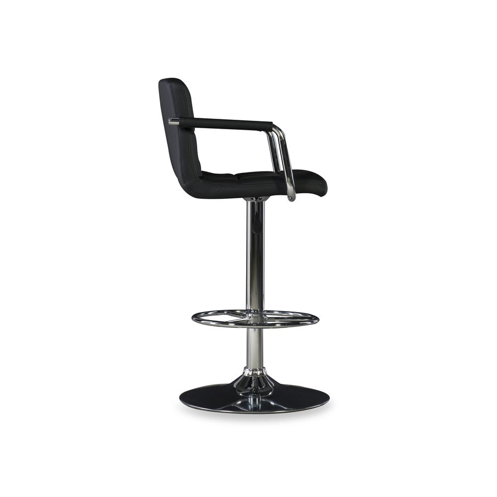 Black and Chrome Quilted Barstool. Picture 9