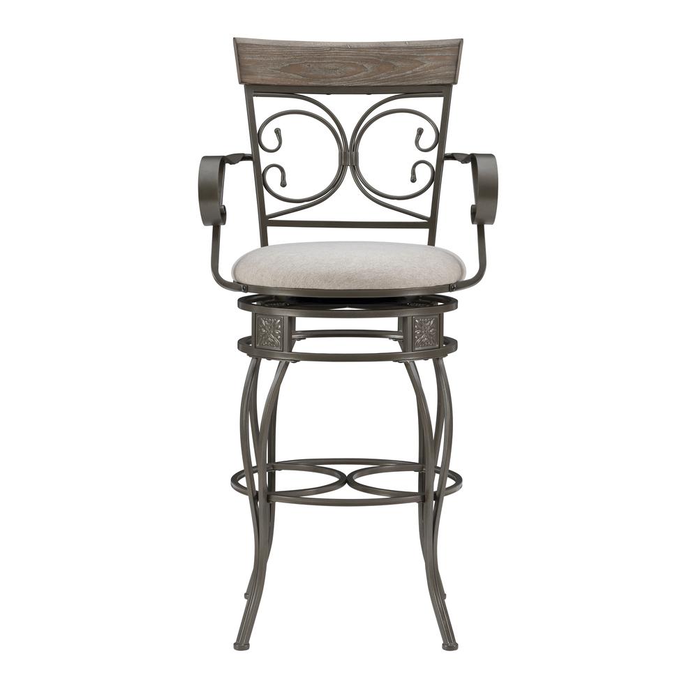 Beeson Big And Tall Barstool Arm Pewter. Picture 1