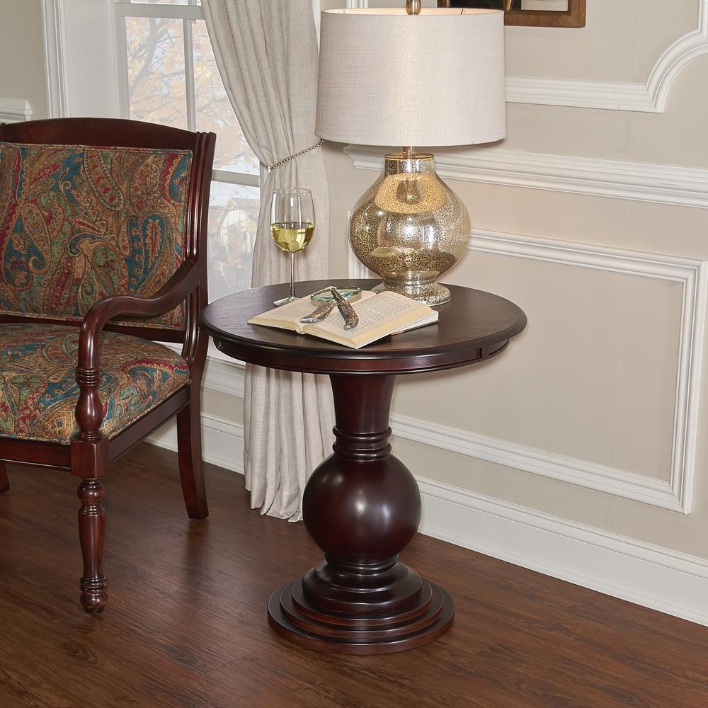 Espresso Round Accent Table. Picture 1