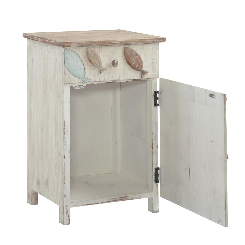 Caspian Fish Storage Side End Table, White. Picture 8